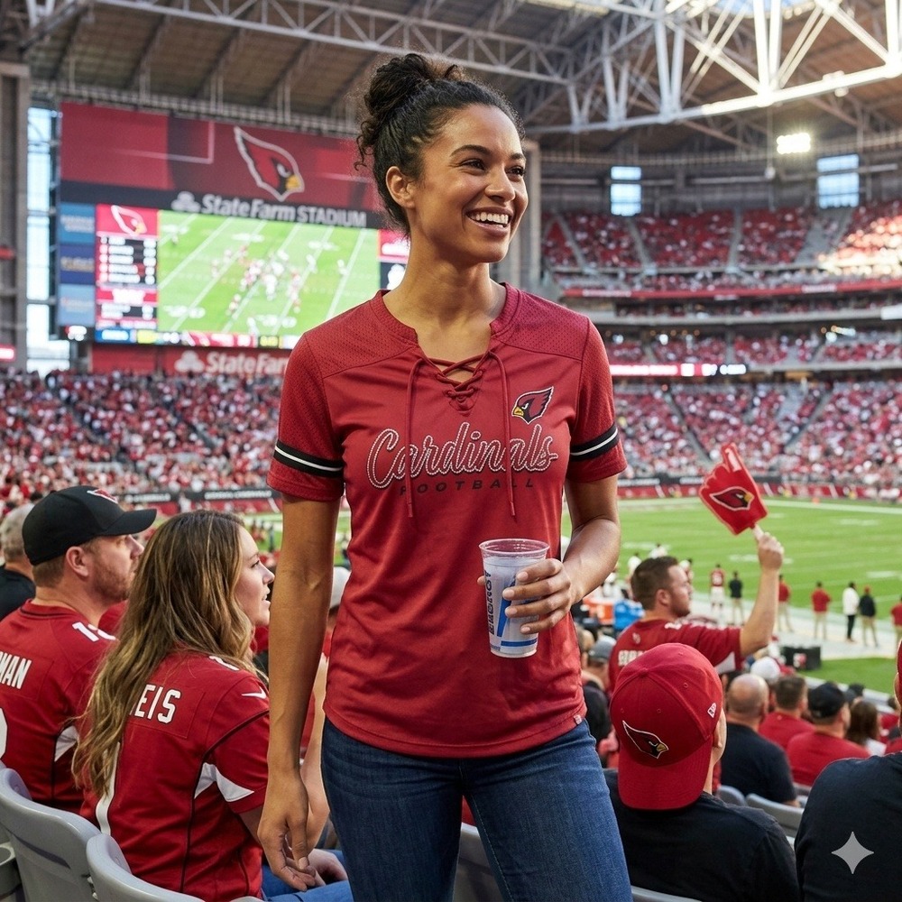 Fanatics Arizona Cardinals Football Jersey Top Red Rhinestone Lace Up Women's M